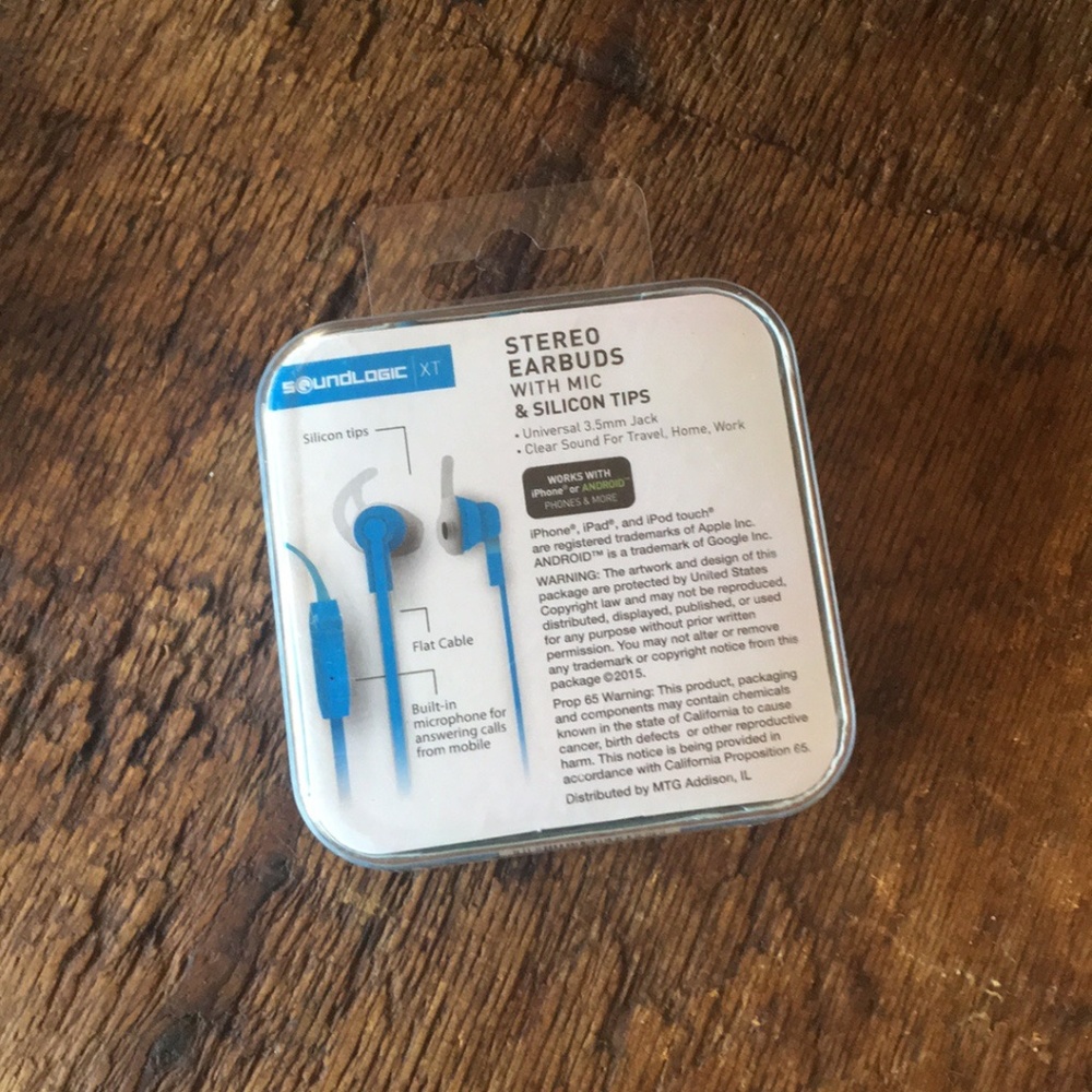🔴Blue Stereo earbuds with mic & silicon tips - Picture 3 of 3
